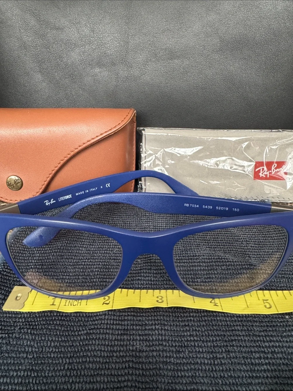 Ray-Ban Matte Blue Wayfarer Eyeglasses with Silver Plaque